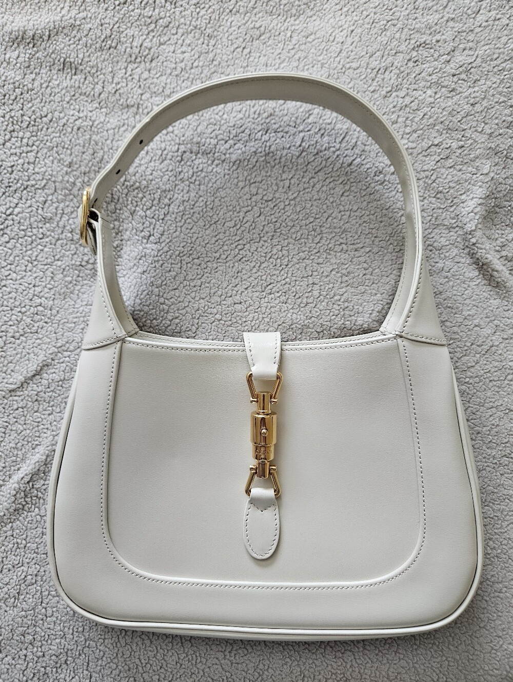 Gucci Jackie 1961 White Leather Shoulder Bag, Authentic